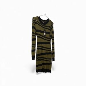 Fashion Nova Black and Olive Knit Dress